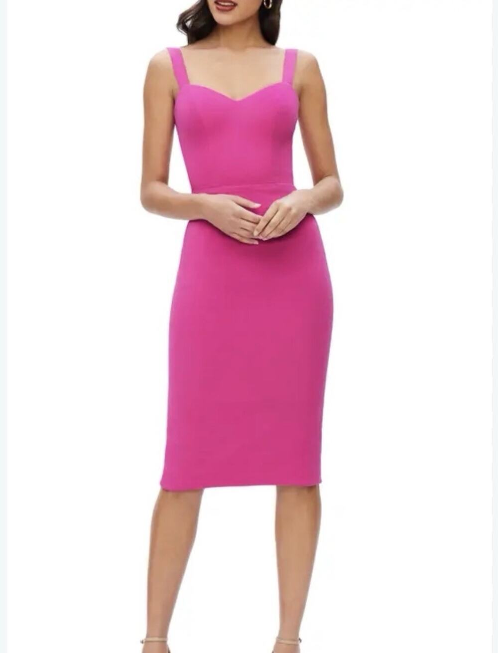Dress the Population Nicole Sweetheart Neck Cocktail Dress Bright Fuchsia XS